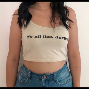 ❤️ Tan colored crop Top with black letters ❤️